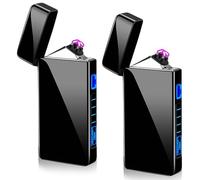 Leikurvo - Lot de 2 briquets électroniques USB - Briquet à arc électrique USB - Double arc électrique - Noir - Moderne - Zinc alloy - Électrique