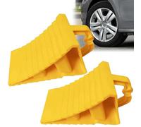 Leikurvo Lot de 2 cales de roue avec poignée - 190 x 110 x 110 mm - En plastique - Pour voiture, caravane, camping-car - Jaune