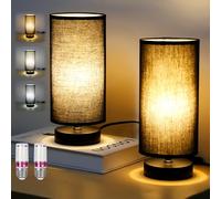 Leikurvo Lot de 2 lampes de chevet modernes avec douille E27 et interrupteur sur cordon, lampes de chevet noires avec abat-jour pour chambre, salon, bureau, chambre d'enfant (ampoule incluse)