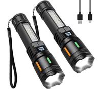 Leikurvo Lot de 2 lampes torches LED rechargeables, lampe tactique puissante alimentée par batterie avec interface Tapy-C, étanche, idéale pour les situations d'urgence en extérieur et le camping.
