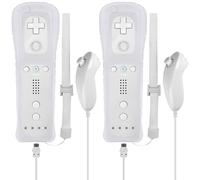 Leikurvo Lot de 2 manettes Wii Remote, incluant une télécommande Wii et un Nunchuk pour consoles Wii/Wii U (Blanc)