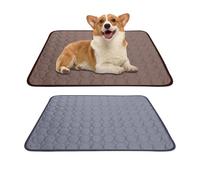 Leikurvo Lot de 2 tapis rafraîchissants pour chien et chat - 60 x 50 cm - Lavable - Auto-rafraîchissant - Pour voiture, extérieur, maison (marron + gris foncé)