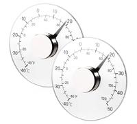 Leikurvo Lot de 2 thermomètres de fenêtre extérieurs, thermomètres extérieurs, degrés Fahrenheit/Celsius, autocollants sans piles, étanche, diamètre 11 cm