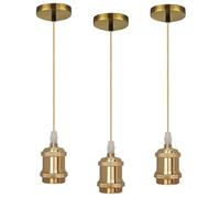 Leikurvo Lot de 3 suspensions de lampe E27 avec câble de 100 cm - Vintage - En métal - Pour cuisine, table à manger, plafond - Sans ampoule
