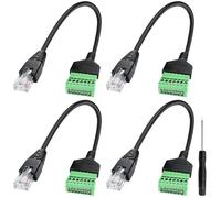Leikurvo Lot de 4 adaptateurs RJ45 mâle vers 8 broches bornier à vis RJ45 mâle vers connecteur Ethernet 8 broches pour CCTV DVR Cat6 Cat5