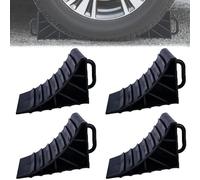 Leikurvo Lot de 4 cales de roue avec poignée - 180 x 90 x 110 mm - En plastique - Pour voiture, remorque, caravane, camping-car - Noir