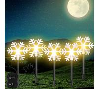 Leikurvo Lot de 5 flocons de neige LED - Éclairage de Noël extérieur à piles - Éclairage extérieur de Noël - Lumière chaude - Décoration de Noël pour jardin, arbres, extérieur, terrasse