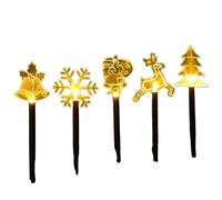 Leikurvo Lot de 5 piquets de jardin LED - Éclairage extérieur à piles - Éclairage extérieur de Noël - Lumière chaude - Décoration de Noël pour jardin, arbres, extérieur, terrasse