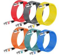 Leikurvo Lot de 6 câbles XLR de 2 m de qualité supérieure - Câble de microphone symétrique - Câble de connexion pour microphone DMX - Adaptateur XLR mâle vers femelle - Pour l'enregistrement en studio
