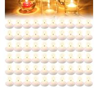 Leikurvo - Lot de 60 bougies flottantes blanches non parfumées - Bougies flottantes décoratives pour piscine, mariage, fête, dîner, centre de piscine et Noël