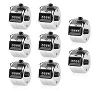 Leikurvo Lot de 8 compteurs à Main en métal - Compteur à 4 Chiffres - pour compteurs de Personnes, de quantité, Tricotage, Compteur de Doigts, Golf et compteurs de rangées, école de Sport, Argent