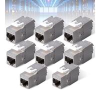 Leikurvo Lot de 8 modules RJ45 CAT7 Keystone Jack blindés jusqu'à 10 Gbps, réseau sans outil, prise blindée STP, boîtier en métal, idéal pour les câbles réseau