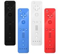 Leikurvo Manette Wii 4x - Télécommande Wii - Manette de jeu sans fil de remplacement pour WiiU (Noir + Blanc + Bleu + Rouge)