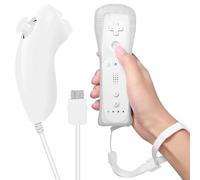 Leikurvo Manettes de jeu à distance Wii : manette Wii avec Nunchuck, manette Nunchuk pour télécommande connectée Wii et manette de remplacement Jostick pour consoles Wii/Wii U (blanc)
