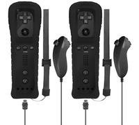 Leikurvo Pack de 2 manettes Wii Remote, manette Wii avec Nunchuk pour manette Wii Plus, compatible avec les consoles Wii/Wii U (Noir)
