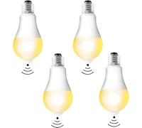 Leikurvo Pack de 4 ampoules LED E27 avec détecteur de mouvement Ampoule LED PIR Lampe 12W blanc chaud 3000K capteur de lumière lampe à économie d'énergie E27 pour couloir, garage, escaliers, balcon