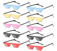 Leikurvo Thug Life Lot de 10 paires de lunettes de soleil pour fête Mosaïque Lunettes de soleil MLG Fun Unisexe Lunettes de soleil Jouet Pixel Lunettes Set Idéal pour les fêtes et les déguisements