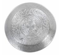 Leila TSV11 Plateau à thé oriental rond en aluminium martelé Ø 38 cm Plateau décoratif de style marocain pour la fête des mères Pâques