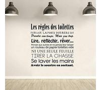 LEILANIR-Phrase Autocollant Mural Mode créatif Autocollant Mural Toilette WC Salle de Bain français règles de Toilette Art Mural 57x57 cm