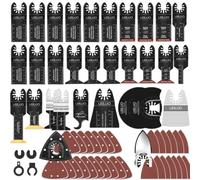 LEILUO 156 Pièces Kit de Lames Multitool pour Couper, Poncer & Gratter | Accessoires universels avec sac de rangement. Compatible avec DeWalt, Makita, Dremel & plus encore.