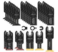 LEILUO 32 Pièces Kit d'Accessoires pour Outils Oscillants | Idéal pour bois, clous & cloisons sèches. Lames de scie avec sac. Compatible avec DeWalt, Makita & plus.