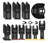 LEILUO Ensemble de 32 lames de scie multi-outils accessoires universels pour outils oscillants avec sac de rangement compatible avec Einhell Makita DTM51Z Dremel Parkside et plus