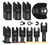 LEILUO Kit d'accessoires multitool 32 pièces pour bois clous et cloisons sèches Lame de scie universelle de rechange avec sac de rangement Compatible avec DeWalt Dremel Makita et plus