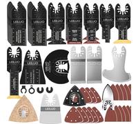 LEILUO Kit d'accessoires oscillant multitool 155 pièces Pour couper poncer et jointoyer Lames de scie oscillantes universelles avec sac de rangement Compatible avec DeWalt Dremel Makita et plus
