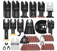LEILUO Kit de 156 lames d'outils multifonctions pour couper, poncer et gratter - Accessoires universels avec sac de rangement - Compatible avec DeWalt Makita Dremel et plus encore
