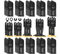 LEILUO Lot de 110 lames de scie oscillante en titane extra longues et larges pour clous en bois, cloisons sèches, accessoires universels pour outils oscillants avec sac de rangement, compatibles avec
