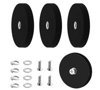 LEIMEND 4 Pcs Aimants en Néodyme Caoutchoutés 66mm Aimant Carrosserie | Aimant Puissant à Filetage Plat M6 avec Rondelle D'écrou en Acier Inoxydable Pour Caméras Barres Lumineuses Outils deFixation
