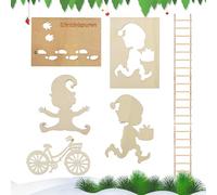 LEIMEND 6 Pièces Pochoir Empreinte de Pas Maison Lutin Farceur de Noel Deco Noel Bois Lutin Farceur Accessoires pour Sol Fenêtre Decoration Noel