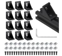 LEIMEND Lot de 12 profilés d'angle en aluminium - 30 x 30 mm - Noir - Angle d'angle à 90 ° - En métal - Avec clé à molette - Pour profilés de baleines d'imprimante 3D, routeur CNC, projets de