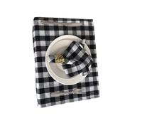 Leinen Servietten Ensemble de 6 serviettes table en coton, napperons doux à carreaux, style rétro simple, for manger(Grey)