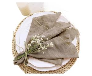 Leinen Servietten Lot de 10 Serviettes en Gaze Coton Bleu 30 x cm for Mariage, Anniversaire, Table, fête prénatale, Noël(Khaki)