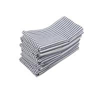 Leinen Servietten Lot de 12 serviettes table en lin et coton mélangés à rayures unies (40 x 30 cm) for événements usage domestique(Blue01)