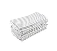 Leinen Servietten Lot de 12 serviettes table en lin et coton mélangés à rayures unies (40 x 30 cm) for événements usage domestique(Grey)