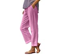 Leinenoptik Freizeithose, gerades weites Bein, elastischer Bund, leichte Struktur, Polyester, für Sommer, Urlaub und Stadtlook, für Sommer, Urlaub, Alltag und entspannte Freizeitlooks, RD2., S