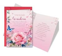 Leinessy Jolie carte de fête des mères pour grand-mère, carte florale pour la fête des mères de Grandchild, To My Wonderful Grandma Cards