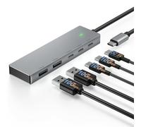 Leinsis Hub USB C 3.2 10 Gbit/s, 2 USB-C et 2 USB-A, charge CC 5 V pour MacBook Pro, MacBook Air, ordinateurs portables Acer, ordinateurs portables HP, iPad Pro et plus encore (gris)