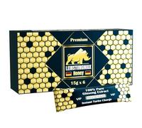 Leinstungmax Miel Premium - Miel enrichi en ginseng, gelée royale et vitamines B1 et B2 | 6 x 15 g | Énergie instantanée quand vous en avez le plus besoin | Performance optimale pour les hommes actifs