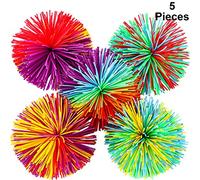 Leinuosen Boules Stringy de Singe Fidget Sensoriel Boules à Fils Boules Douces d’Arc-en-Ciel Boules de Stress Rebondissantes, Multicolore (5 Pièces)
