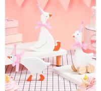 Leinuosen Lot de 3 décorations d'anniversaire en forme d'oie de 15,2 cm - Décoration de table amusante pour fête prénatale - Fournitures de fête - Figurine en bois - Décoration de table pour fête