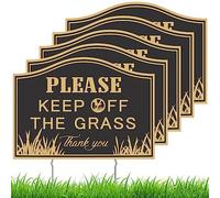 Leinuosen Lot de 5 panneaux « Keep off the Grass » avec piquets 35,6 x 25,4 cm « Please Stay Off Grass » - Double face - Ne pas marcher dessus - Facile à installer pour une utilisation en extérieur