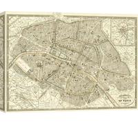 Leinwandbild, Stadtplan von Paris - Antonio Galignani, Plan de Paris et de ses environs, 1865 - 120x90 cm