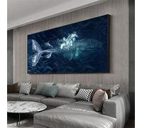 leioo DIY 5D Diamond Painting Kit Complet,Baleine bleu marine Bricolage Strass Diamond Pasted Painting Broderie Point De Croix Diamant Arts Craft pour Home Décoration Murale （70x140cm）
