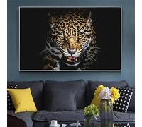 leioo DIY 5D Diamond Painting Kit Complet,léopard en colère Bricolage Strass Diamond Pasted Painting Broderie Point De Croix Diamant Arts Craft pour Home Décoration Murale （70x140cm）