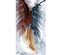 leioo DIY 5D Diamond Painting Kit Complet,Plume colorée Bricolage Strass Diamond Pasted Painting Broderie Point De Croix Diamant Arts Craft pour Home Décoration Murale （50x70cm）