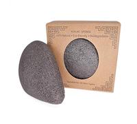 Leirinik Éponge de nettoyage organique 100 % Konjac - 1 pièce noire - En forme de goutte - Exfoliant doux pour le visage et le corps - Pour peaux grasses, sèches, mixtes et sensibles