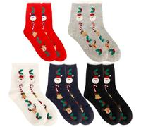Leislam Chaussette Femme, 5 Paires Chaussettes De Noël Mignonnes, Avec Des Motifs De Noël Inspirés De Dessins Animés, Adaptés Aussi Bien Aux Femmes Qu'aux Hommes Comme Cadeaux De Fête